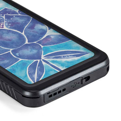 Cat Coq Blue Lotus Galaxy S23 Plus Waterproof Case