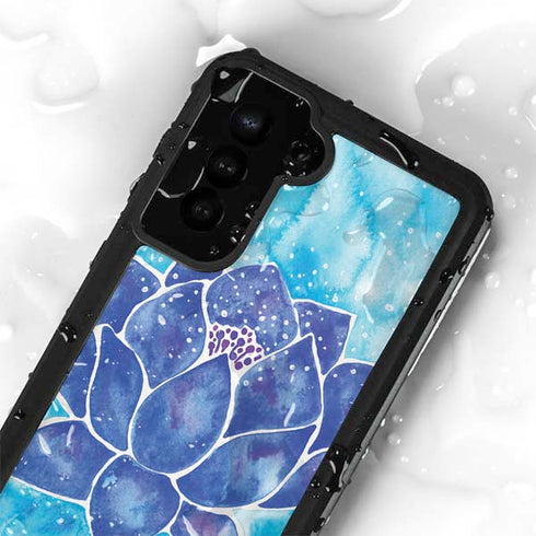 Cat Coq Blue Lotus Galaxy S23 Plus Waterproof Case