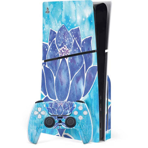 Blue Lotus by Cat Coq PS5 Slim Disk Bundle Skin