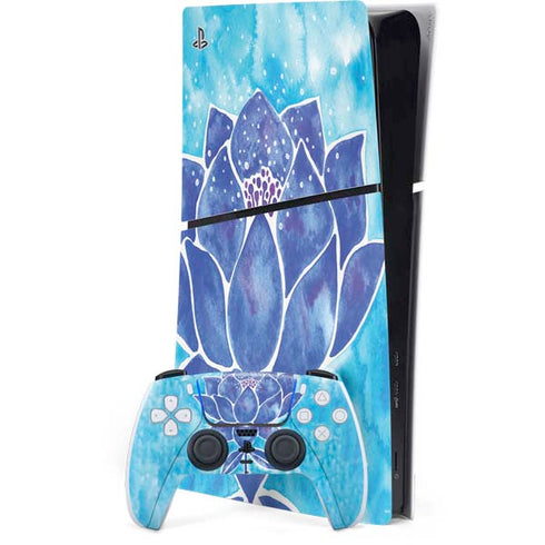 Blue Lotus by Cat Coq PS5 Slim Digital Edition Bundle Skin