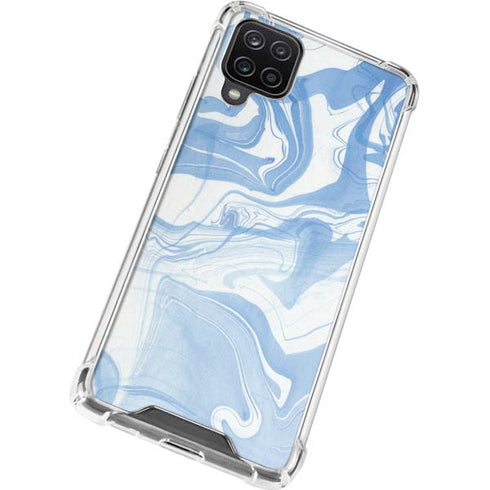 Blue Marbling Galaxy A12 Clear Case