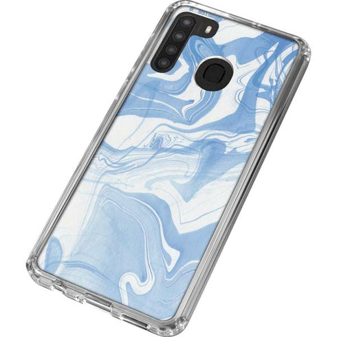 Blue Marbling Galaxy A21 Clear Case