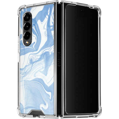 Blue Marbling Galaxy Z Fold4 5G Clear Case