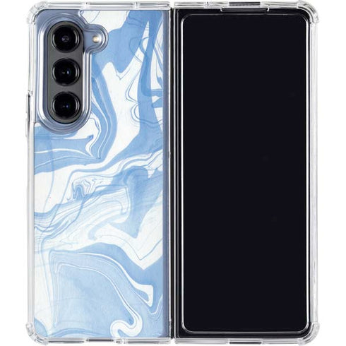 Blue Marbling Galaxy Z Fold5 5G Clear Case