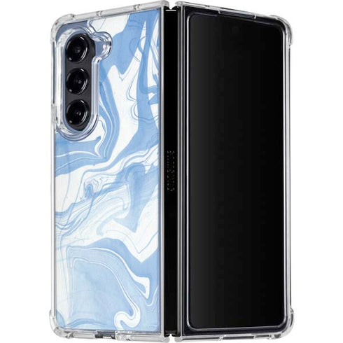 Blue Marbling Galaxy Z Fold5 5G Clear Case