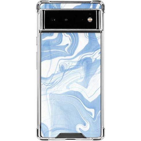 Blue Marbling Google Pixel 6 Clear Case