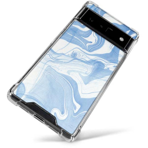 Blue Marbling Google Pixel 6 Clear Case