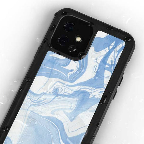 Blue Marbling iPhone 12 Mini Waterproof Case