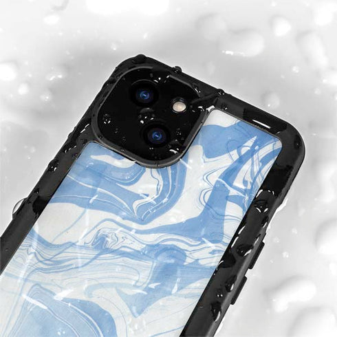 Blue Marbling iPhone 13 Mini Waterproof Case