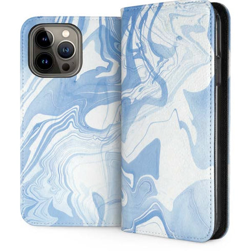 Blue Marbling iPhone 14 Pro Max Folio Case