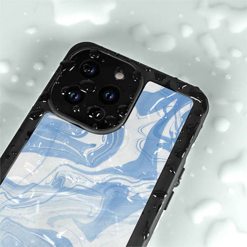 Blue Marbling iPhone 15 Pro Waterproof Case