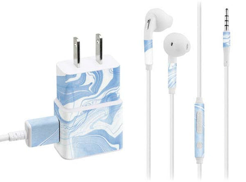 Blue Marbling Phone Charger Skin