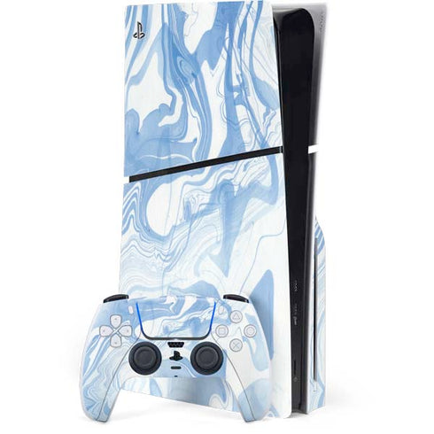 Blue Marbling PS5 Slim Disk Bundle Skin