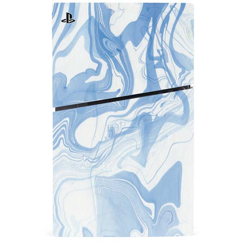 Blue Marbling PS5 Slim Disk Console Skin