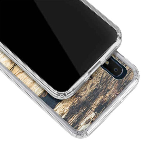 Blue Resin Wood Galaxy A10e Clear Case