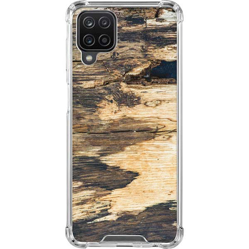 Blue Resin Wood Galaxy A12 Clear Case
