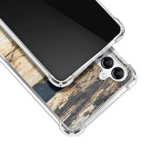 Blue Resin Wood Galaxy A14 5G Clear Case
