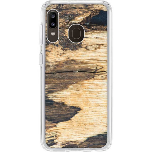 Blue Resin Wood Galaxy A20 Clear Case