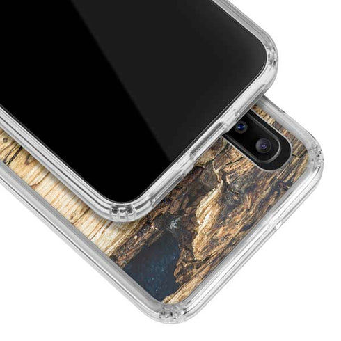 Blue Resin Wood Galaxy A20 Clear Case