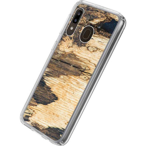 Blue Resin Wood Galaxy A20 Clear Case