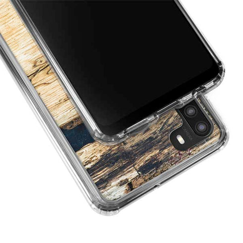 Blue Resin Wood Galaxy A21 Clear Case