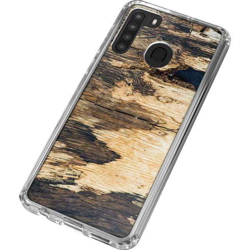 Blue Resin Wood Galaxy A21 Clear Case