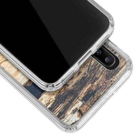 Blue Resin Wood Galaxy A30 Clear Case