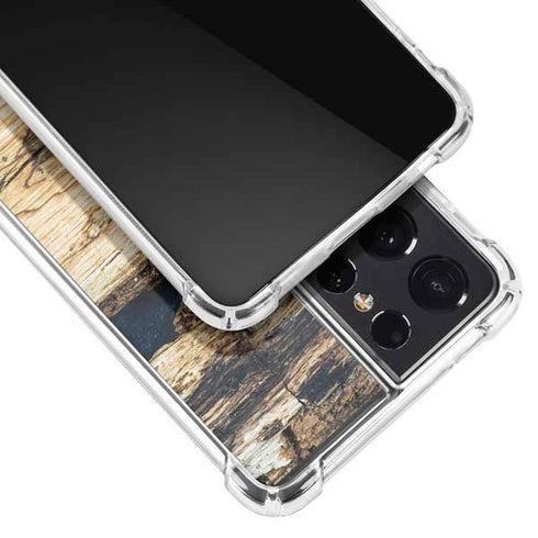 Blue Resin Wood Galaxy S21 Ultra 5G Clear Case