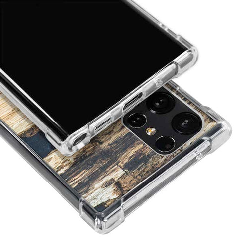 Blue Resin Wood Galaxy S22 Ultra Clear Case