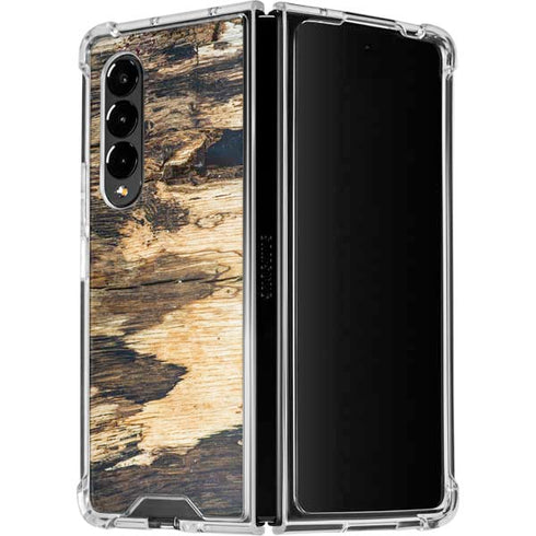 Blue Resin Wood Galaxy Z Fold4 5G Clear Case