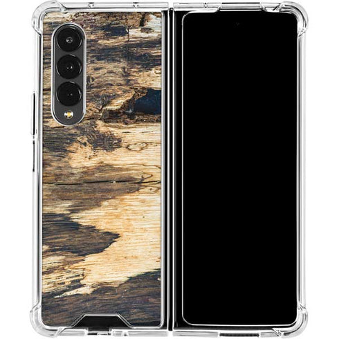 Blue Resin Wood Galaxy Z Fold4 5G Clear Case