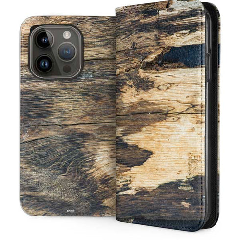 Blue Resin Wood iPhone 14 Pro Folio Case