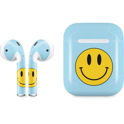 Blue Happy Face Apple AirPods Skin