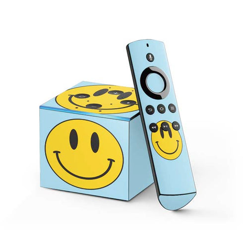 Blue Happy Face Fire TV Cube Skin