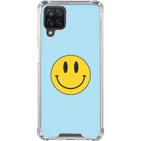 Blue Happy Face Galaxy A12 Clear Case