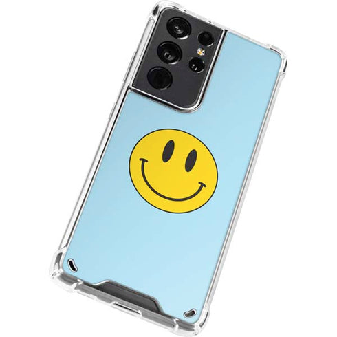 Blue Happy Face Galaxy S21 Ultra 5G Clear Case
