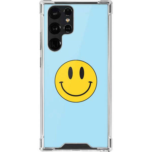 Blue Happy Face Galaxy S22 Ultra Clear Case