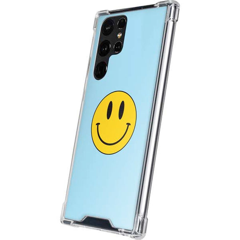 Blue Happy Face Galaxy S22 Ultra Clear Case