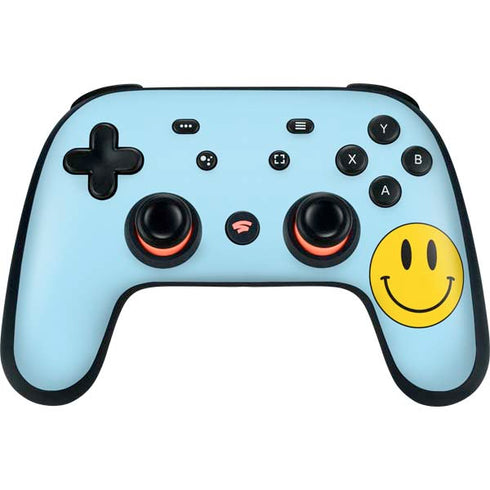 Blue Happy Face Google Stadia Controller Skin