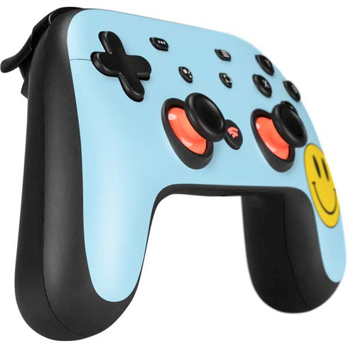 Blue Happy Face Google Stadia Controller Skin
