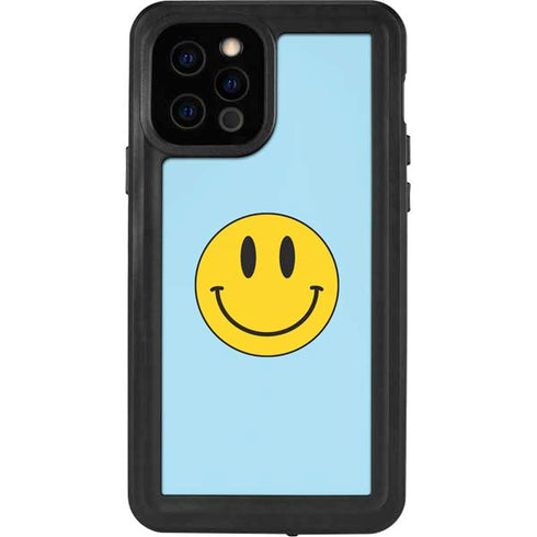 Blue Happy Face iPhone 12 Pro Waterproof Case