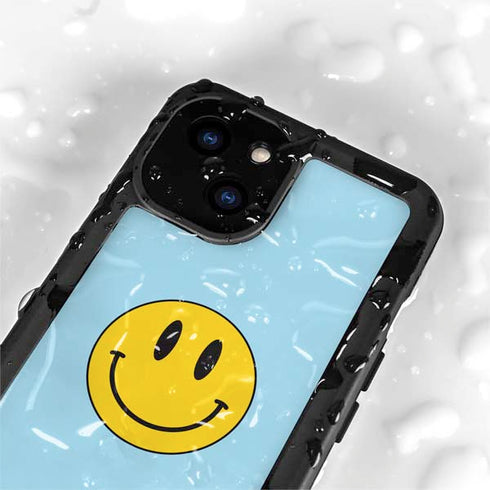 Blue Happy Face iPhone 13 Mini Waterproof Case