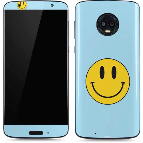 Blue Happy Face Moto G6 Skin
