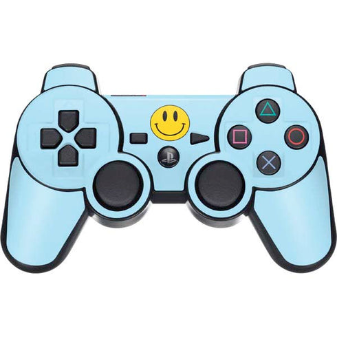 Blue Happy Face PS3 Dual Shock wireless controller Skin
