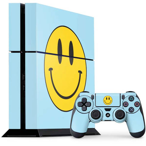 Blue Happy Face PS4 Console and Controller Bundle Skin