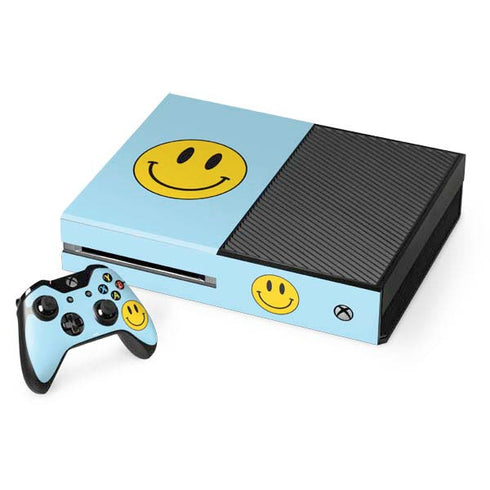 Blue Happy Face Xbox One Console and Controller Bundle Skin