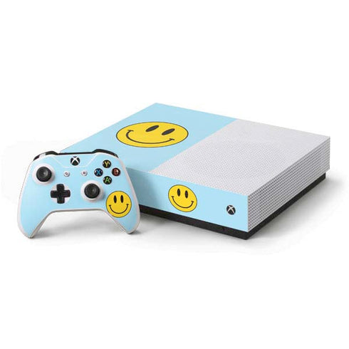 Blue Happy Face Xbox One S All-Digital Edition Bundle Skin