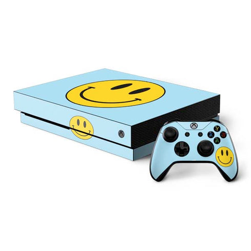 Blue Happy Face Xbox One X Bundle Skin