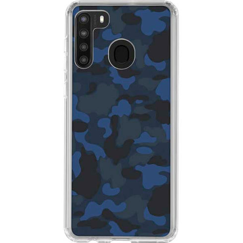 Blue Street Camo Galaxy A21 Clear Case