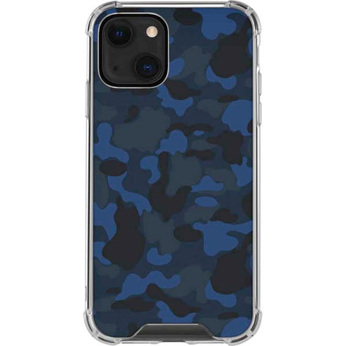 Blue Street Camo iPhone 14 Plus Clear Case